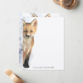 Carte d'aquarelle Red Fox Cub (Devant/Arrière en situation)