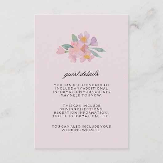 Carte d'Aquarelle romantique Floral Détails de l'i (Devant)