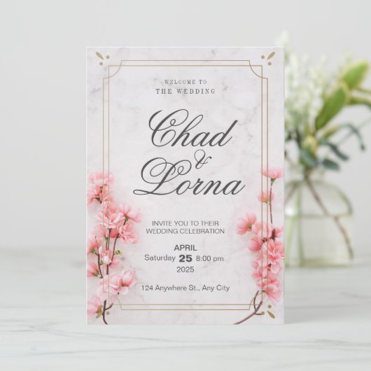 Carte d'aquarelle rose (Debout devant)