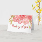 Carte d'aquarelle rose et rouge florale (Fleur jaune)