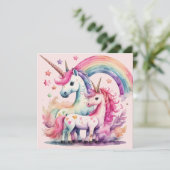 carte d'aquarelle unicorne (Debout devant)