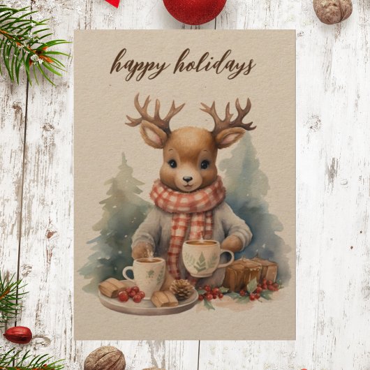 Carte d'aquarelle Vintage Christmas
