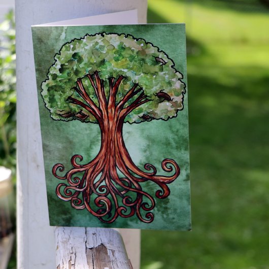 Carte d'aquarelle Yggdrasil Tree Norse Mythology