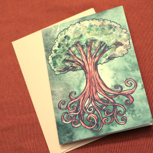 Carte d'aquarelle Yggdrasil Tree Norse Mythology