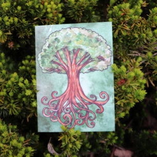 Carte d'aquarelle Yggdrasil Tree Norse Mythology