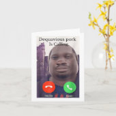 Carte Daquavious Pork Appelle John Pork Meme Joke Odd (Fleur jaune)