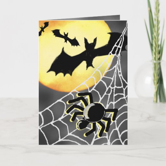 Carte d'ARAIGNÉES et de BATTES de HALLOWEEN (Devant)