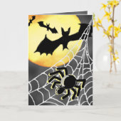 Carte d'ARAIGNÉES et de BATTES de HALLOWEEN (Fleur jaune)