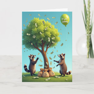 Carte d'Arbre à Argent pour Anniversaire Sucré