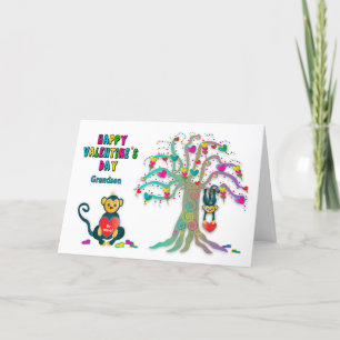 Carte d'arbre cardiaque de singe pour enfants de V