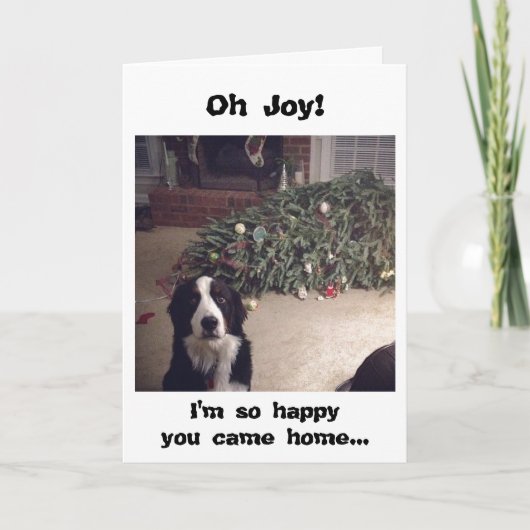 Carte d'arbre de Noël avec humour de chien (Devant)