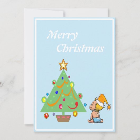 Carte d'arbre de Noël bleu clair (Devant)