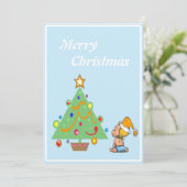 Carte d'arbre de Noël bleu clair (Debout devant)