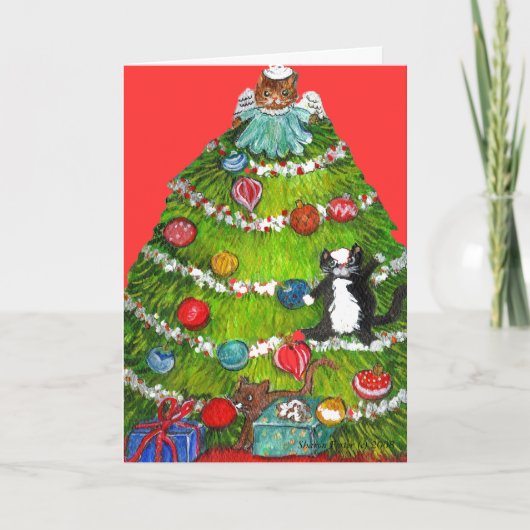 Carte d'arbre de Noël de chat de Kitty (Devant)