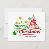 Carte d'arbre de Noël de style ruban rouge et vert (Devant)