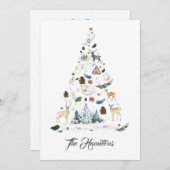 Carte d'arbre de Noël des animaux de forêt de Wood (Devant / Derrière)