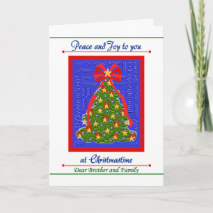 Carte d'arbre de Noël pour le frère et la famille