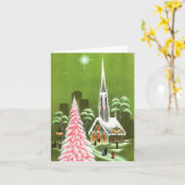 Carte d'arbre de Noël rose Vintage (Fleur jaune)
