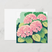 Carte d'arbuste d'hortensia rose (Devant / Derrière)