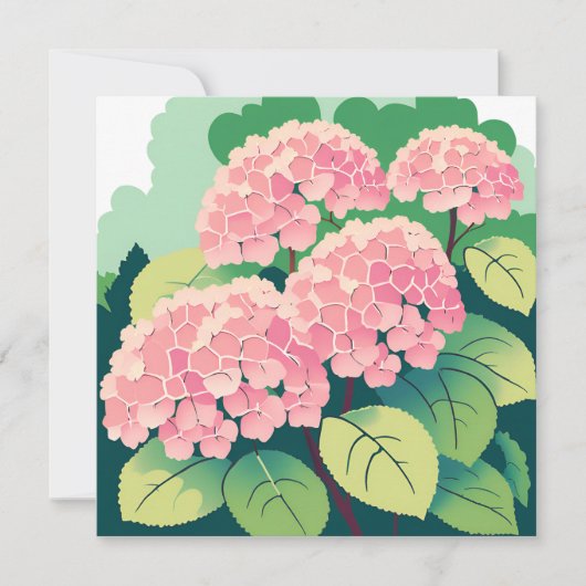 Carte d'arbuste d'hortensia rose (Devant)