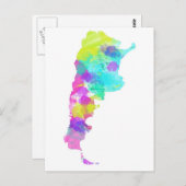Carte d'Argentine à l'aquarelle fantaisiste (Devant / Derrière)