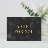 Carte Dark Bokeh Lights Faux Gold Certificat cadeau (Debout devant)