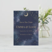 Carte Dark Celestial Enregistrer la date | Croissant de  (Debout devant)