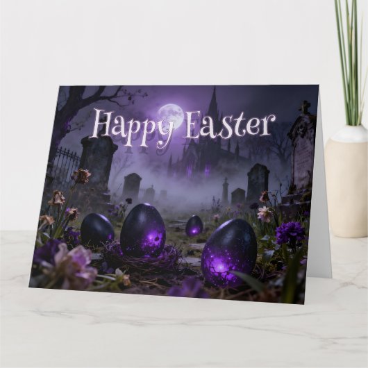 Carte Dark Gothic Easter Scene with Glowing Eggs (Devant)
