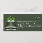 Carte Dark Green Christmas Bell certificat cadeau de vac (Devant)