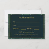 Carte Dark Green Tartan Polo Plaid Gift Certificate (Dos)