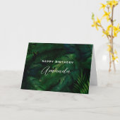 Carte Dark Green Tropical Feuille Motif Anniversaire (Fleur jaune)