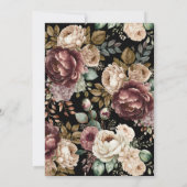 Carte Dark Moody Burgundy & Maroon Peony Winter Wedding  (Dos)