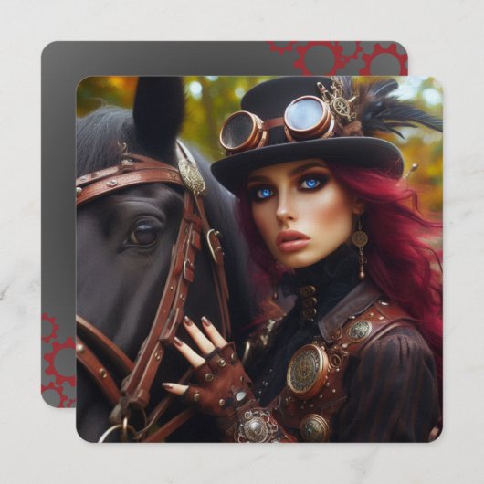 Carte Dark Rider Steampunk Victorian Lady (Devant / Derrière)