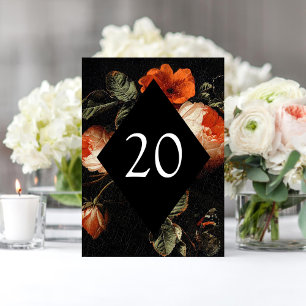 Carte Dark Romantic Floral Roses Dutch Table Number