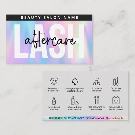 Carte d'arrière-garde Holographique Eyelash Extens (Devant / Derrière)