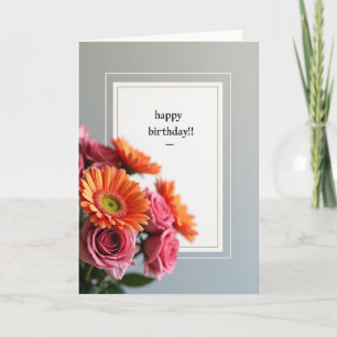Carte d'art à fleurs rayées