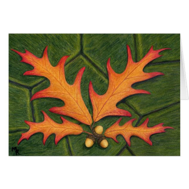 Carte d'art à grappes en feuilles de chêne (Devant Horizontal)