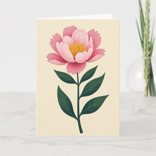 Carte d'art à la fleur rose (Devant)