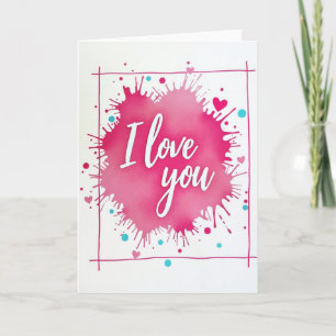 Carte d'art à l'aquarelle 'Je t'aime'