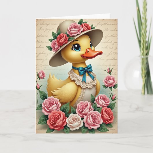 Carte d'art adorable avec ami emplumé (Devant)