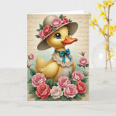 Carte d'art adorable avec ami emplumé (Fleur jaune)