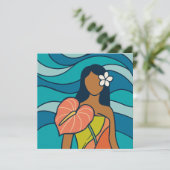 carte d'art aloha hawaïenne dos blanc (Debout devant)