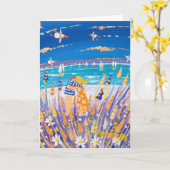 Carte d'art : Amour sur la plage (Fleur jaune)