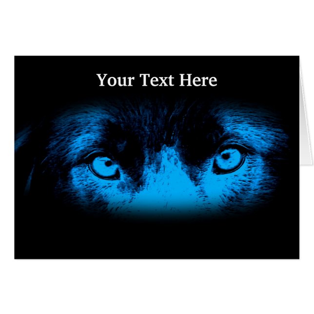 Carte d'art animal Electric Blue Eyes (Devant horizontal)