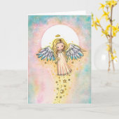 Carte d'art aquarelle ange mignon vierge (Fleur jaune)