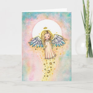 Carte d'art aquarelle d'un joli petit ange vierge