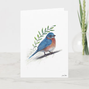 Carte d'art aux oiseaux bleus