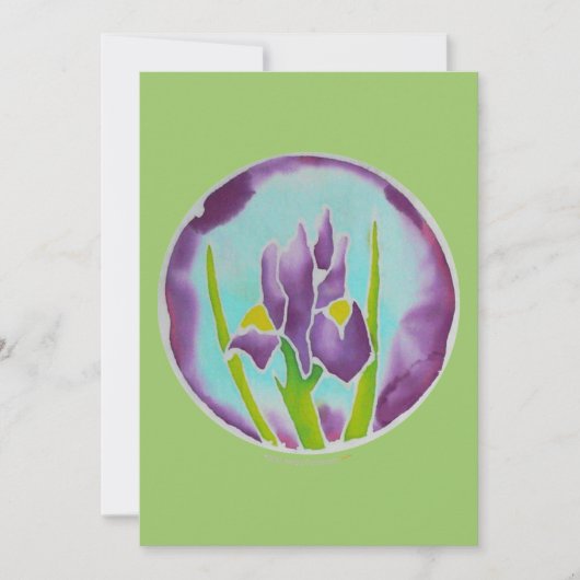 Carte d'art Batik Fleur Iris violet (Devant)