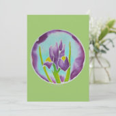 Carte d'art Batik Fleur Iris violet (Debout devant)