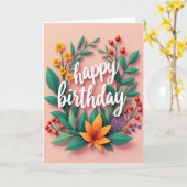 Carte d'art botanique d'anniversaire (Fleur jaune)